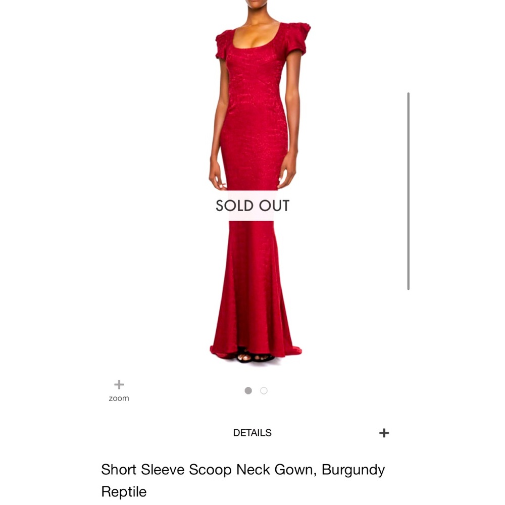 Zac Posen shoulder draped red gown